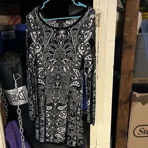 Style & Co. Black and White Long Sleeve Dress